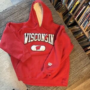 EFive Premium Collegiate Wisconsin Badgers Red Large Hoodie Sweatshirt
